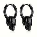 Men's Black Skull Drop Earrings