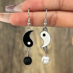 Yin Yang Drop Earrings in Gold & Silver silver