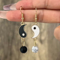 Yin Yang Drop Earrings in Gold & Silver gold