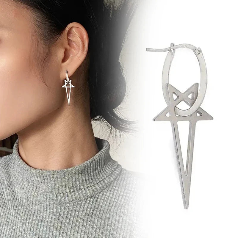 Long Pentacle Witchcraft Wiccan Earrings for Women