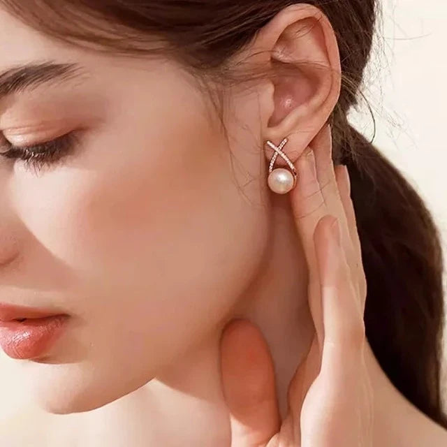White Pearl Earrings for Women