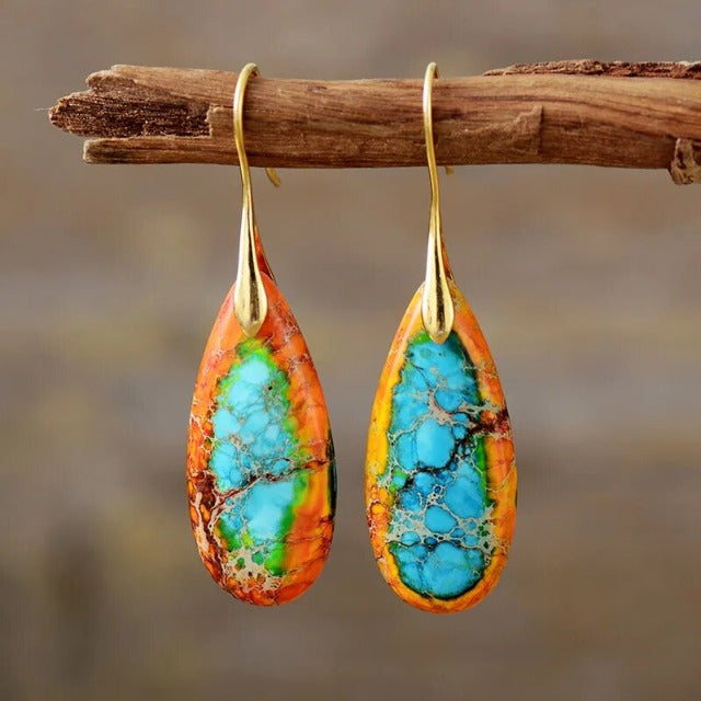 Natural Stone Earrings Sun