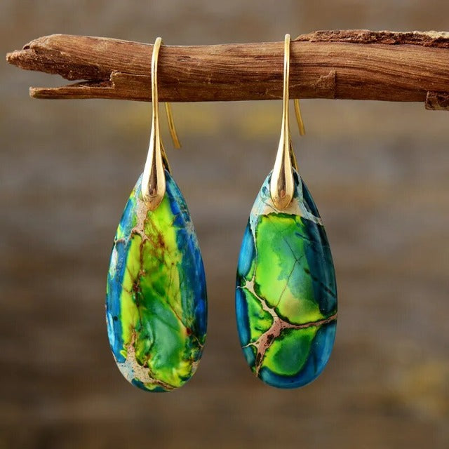 Natural Stone Earrings Green