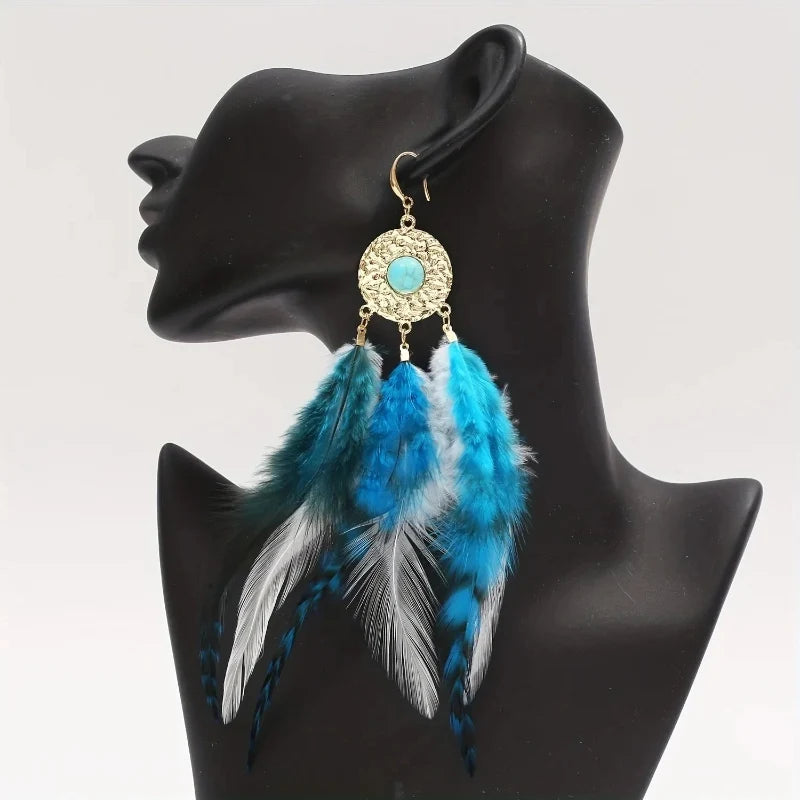 Blue Feather Earrings