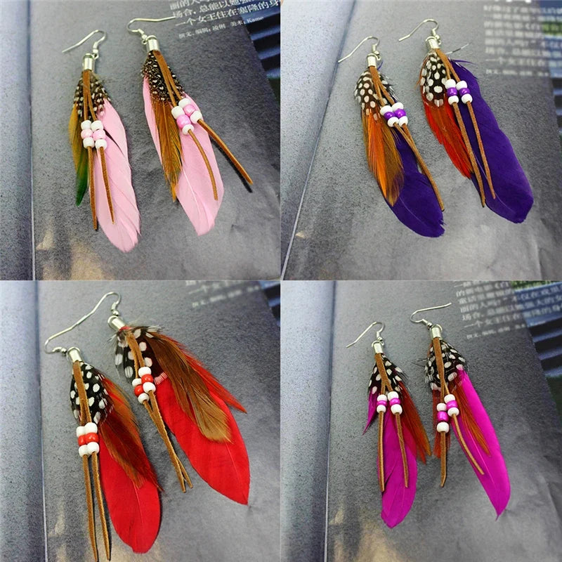 Apache-style feather earrings