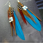 Apache-style feather earrings blue