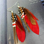 Apache-style feather earrings red