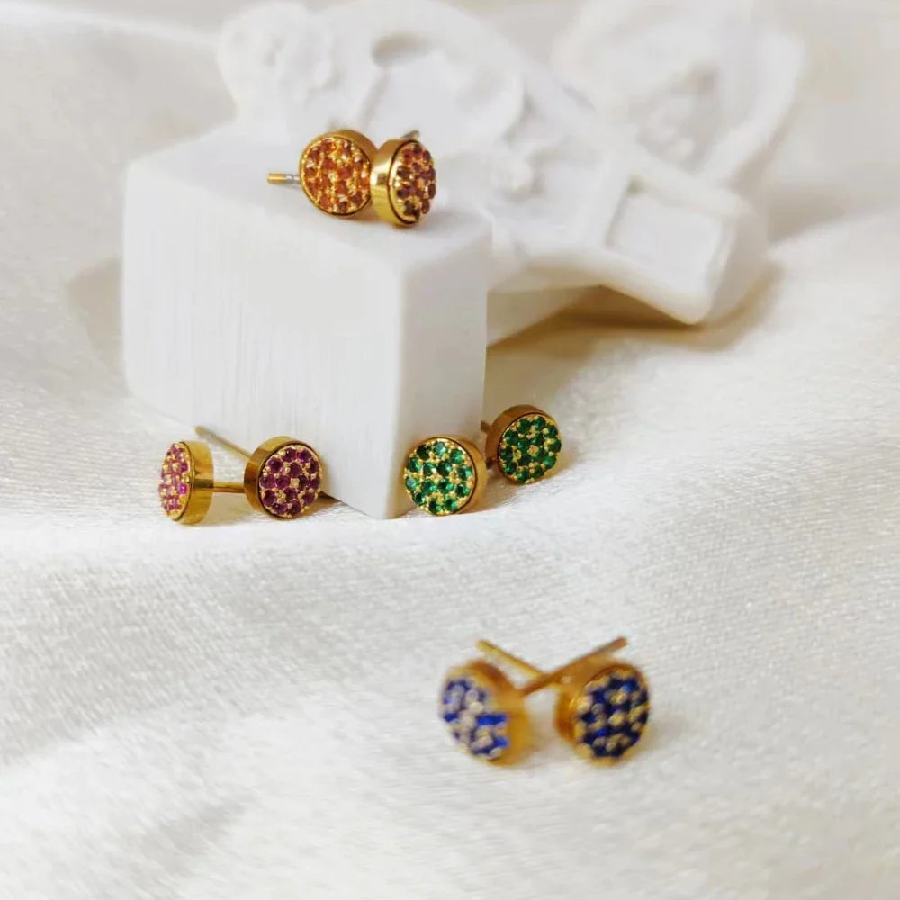 Stud earrings with birthstone for women