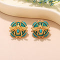 Round bee earrings turquoise