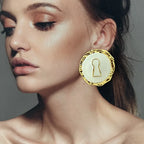 Round white key earrings