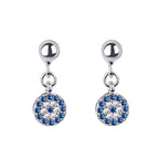 Blue Turkish Crystal Evil Eye Round Earrings