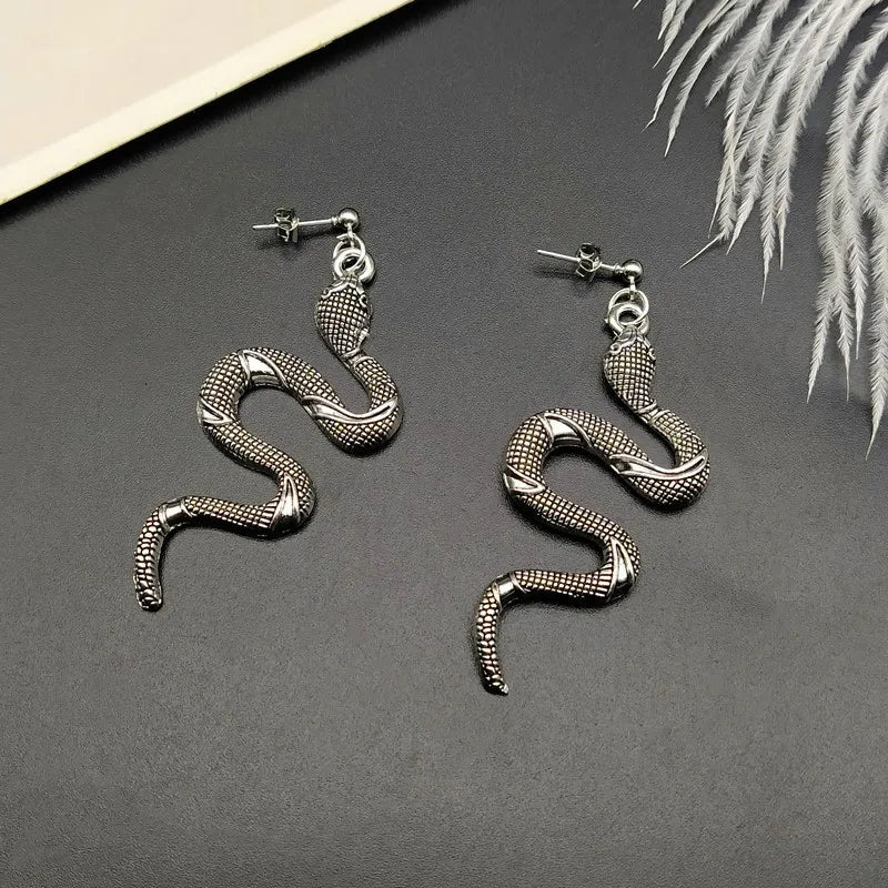 Reptile Snake Earrings Silver