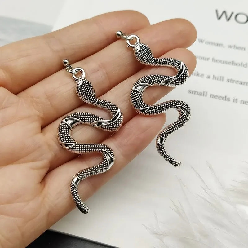 Reptile Snake Earrings Silver