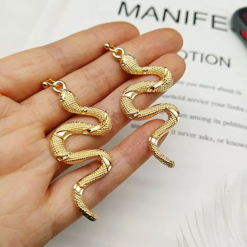 Reptile Snake Earrings Gold