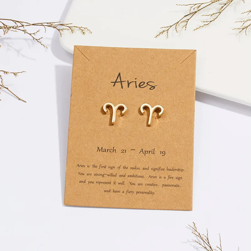 12 Constellations Zodiac Sign Earrings Aries