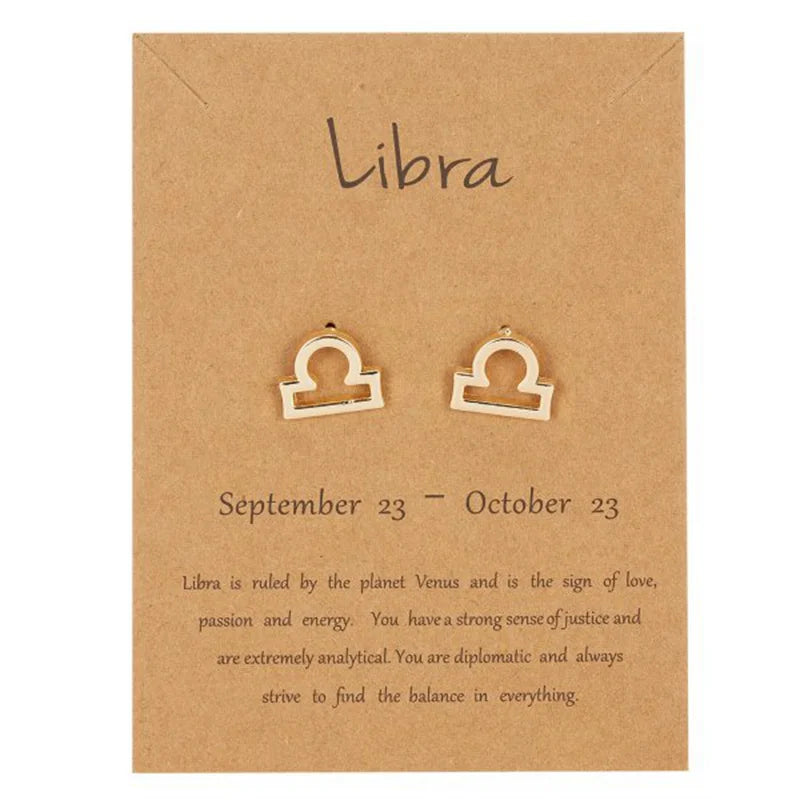 12 Constellations Zodiac Sign Earrings Libra