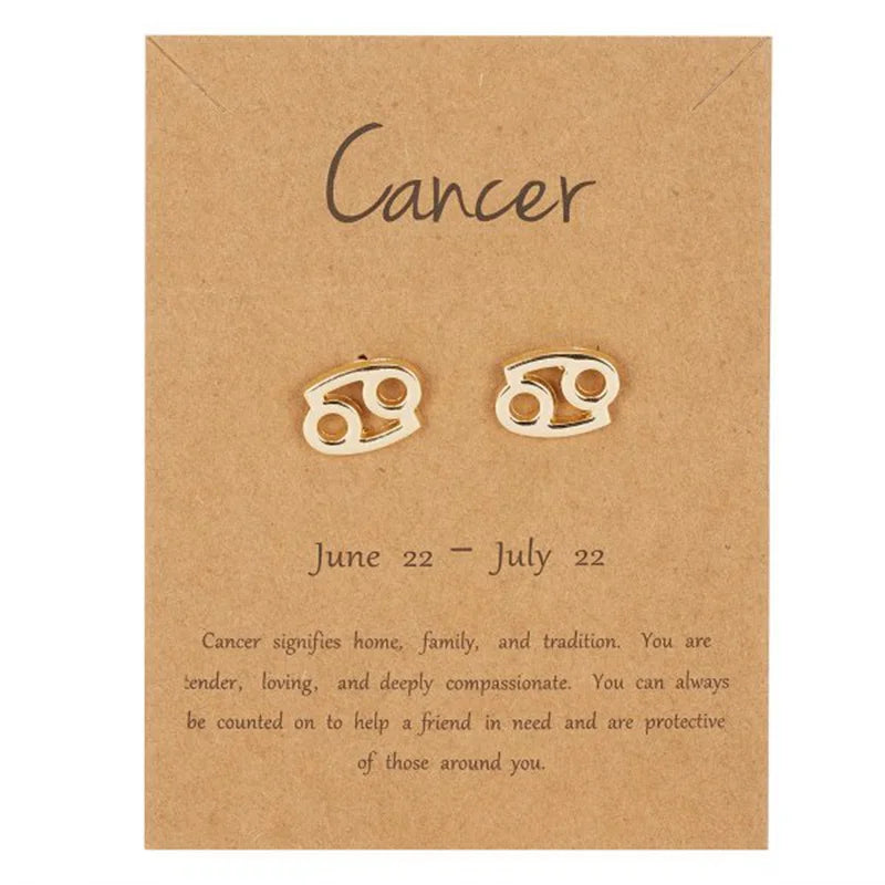 12 Constellations Zodiac Sign Earrings Cancer