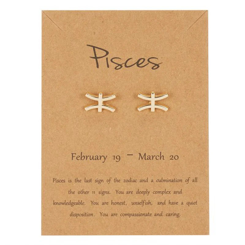 12 Constellations Zodiac Sign Earrings Pisces