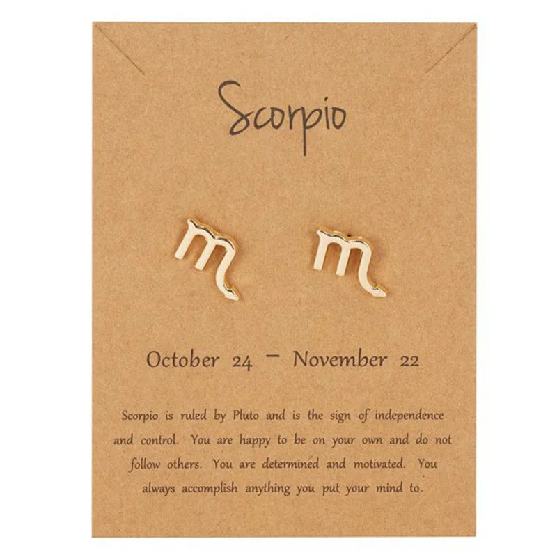 12 Constellations Zodiac Sign Earrings Scorpio
