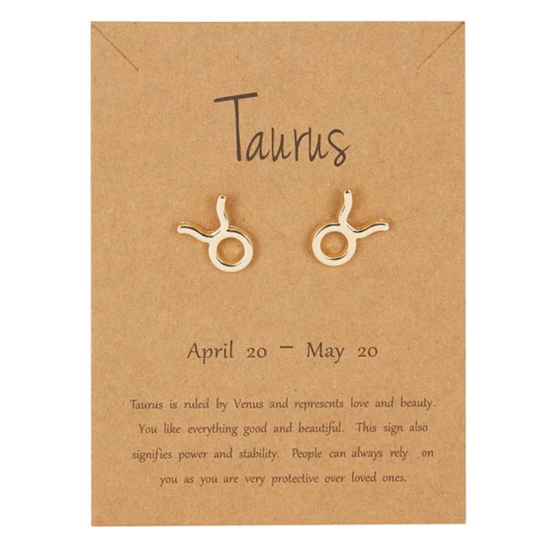 12 Constellations Zodiac Sign Earrings Taurus