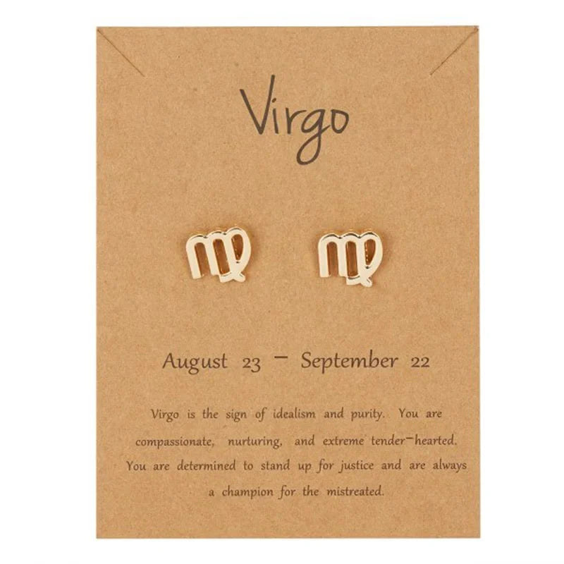 12 Constellations Zodiac Sign Earrings Virgo