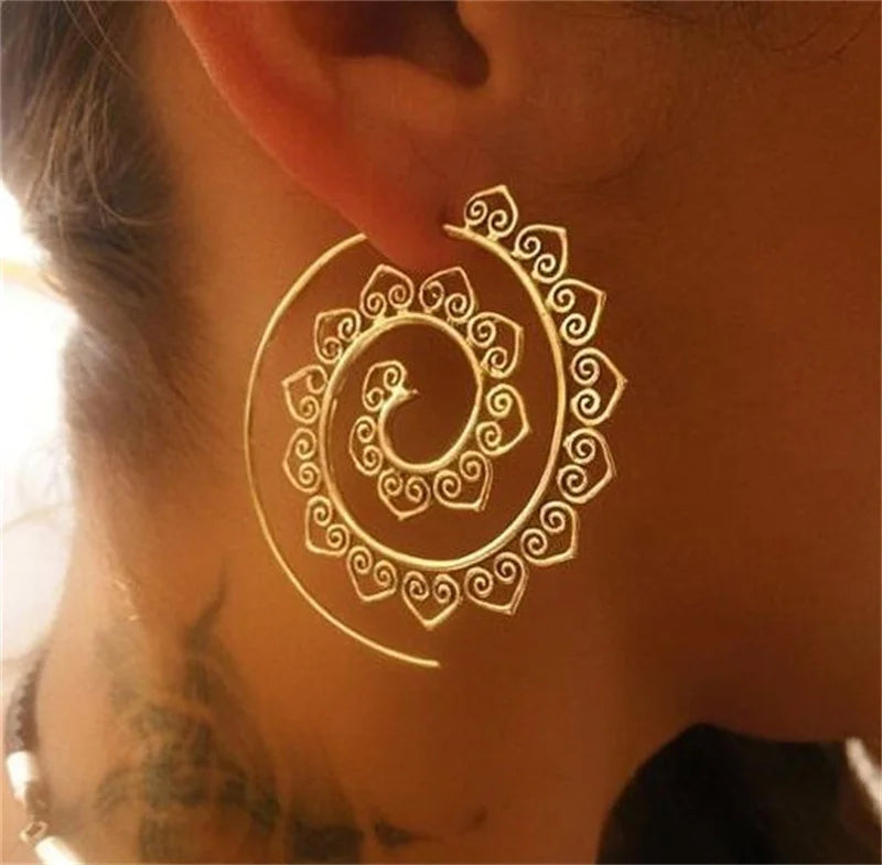 Spiral Hoop Earrings for Women in Gold