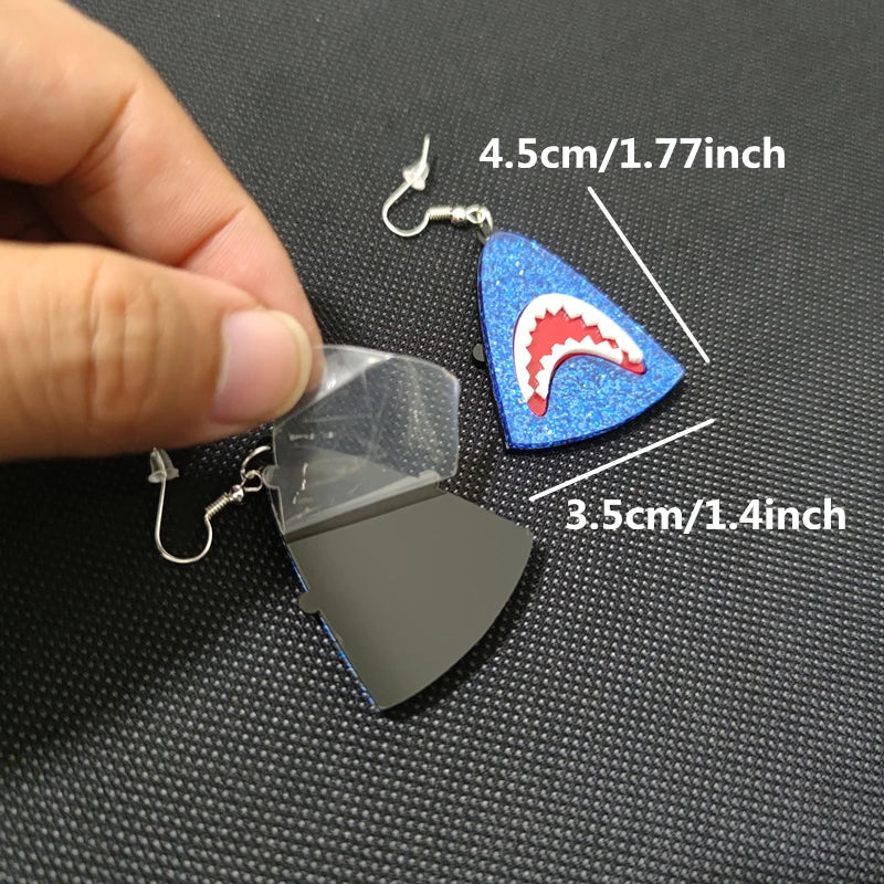 Triangular shark head earrings