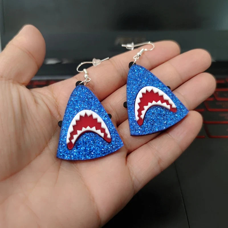 Triangular shark head earrings