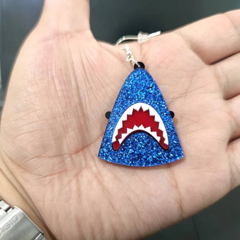 Triangular shark head earrings