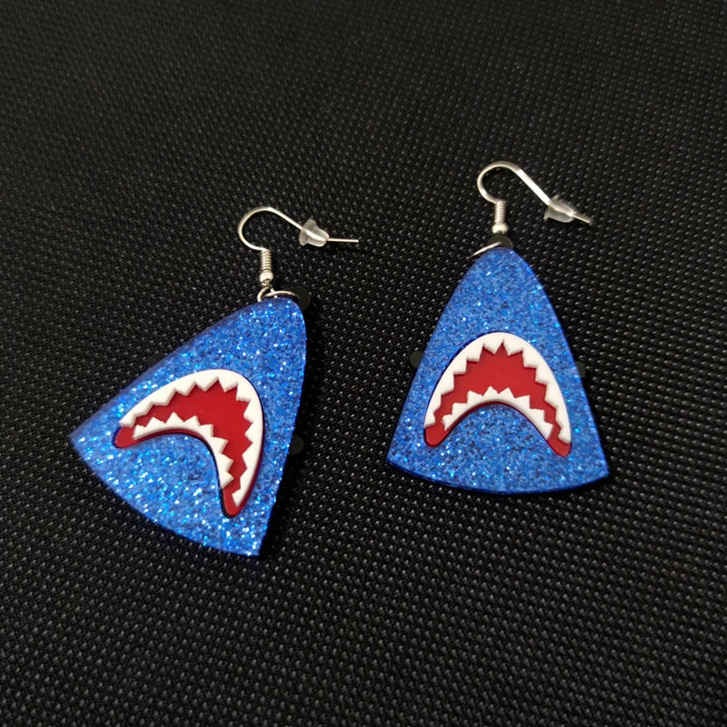 Triangular shark head earrings