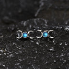 Triple Moon Stud Earrings Wiccan Witchcraft Women's