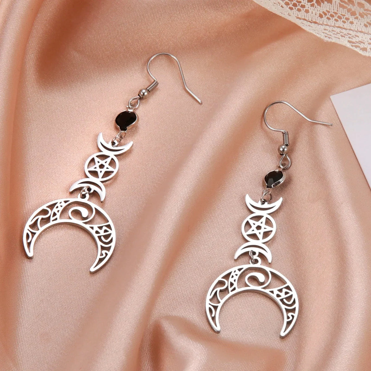 Triple Moon Dangle Earrings Wiccan Witchcraft for Women