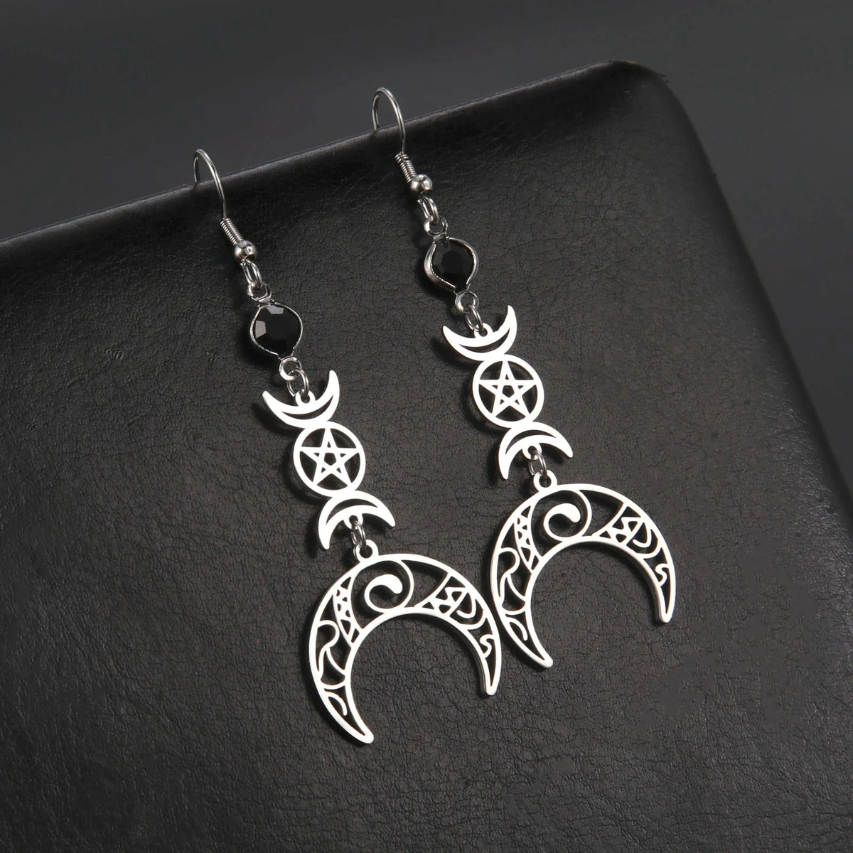 Triple Moon Dangle Earrings Wiccan Witchcraft for Women
