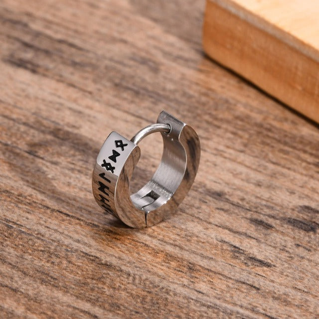 Viking Hoop Earrings for Men and Women, Celtic Nordic, Silver
