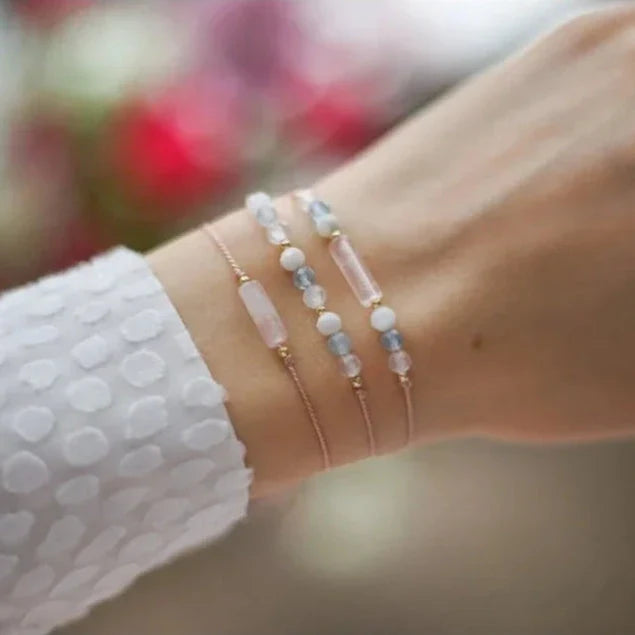 Triple-row bracelet with Moonstone crystal