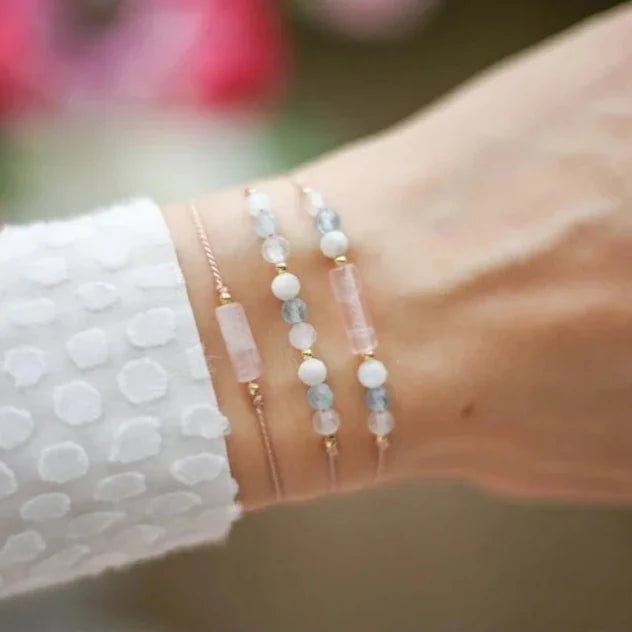 Triple-row bracelet with Moonstone crystal