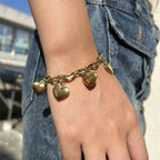 5 Hearts Chain Bracelet for Women in Gold