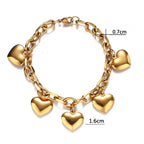 5 Hearts Chain Bracelet for Women in Gold