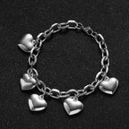 5 Hearts Chain Bracelet for Women in Silver