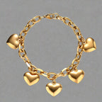5 Hearts Chain Bracelet for Women in Gold
