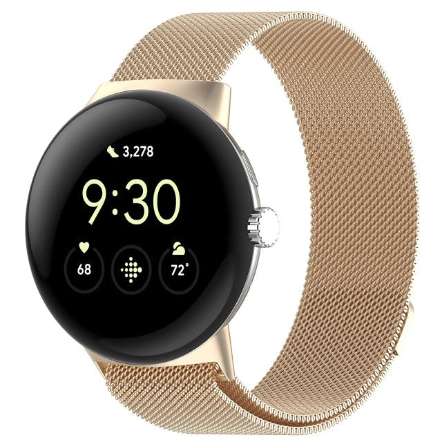Magnetic Milanese Steel Smartwatch Band Google Pixel Watch 1 & 2 champagne