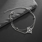 Women's Witch's Knot Stainless Steel Bracelet, Wiccan Protection Cuff, Silver