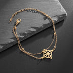 Women's Witch's Knot Stainless Steel Bracelet, Wiccan Protection Cuff, Gold