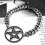 Wiccan Pentacle Steel Chain Bracelet