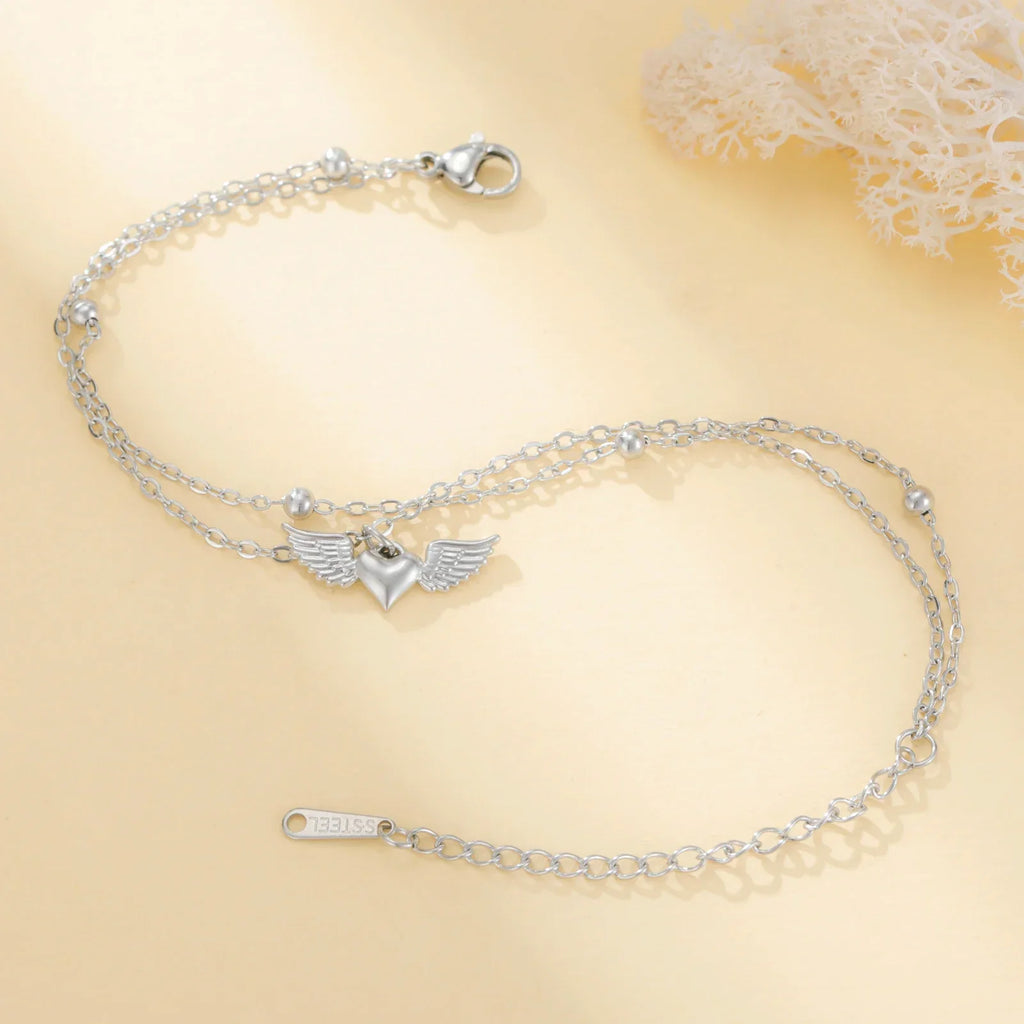 Adjustable angel wings bracelet silver