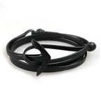 Wide adjustable black anchor bracelet