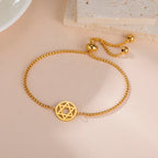 Adjustable bracelet with the Star of David, Jewish symbol, gold