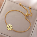 Adjustable bracelet with the Star of David, Jewish symbol, gold