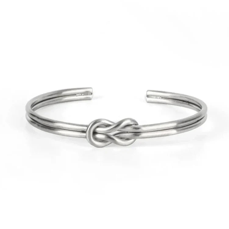 Adjustable knot bracelet for men, silver