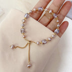 Amethyst Beaded Bracelet with Natural Stone Links for Women